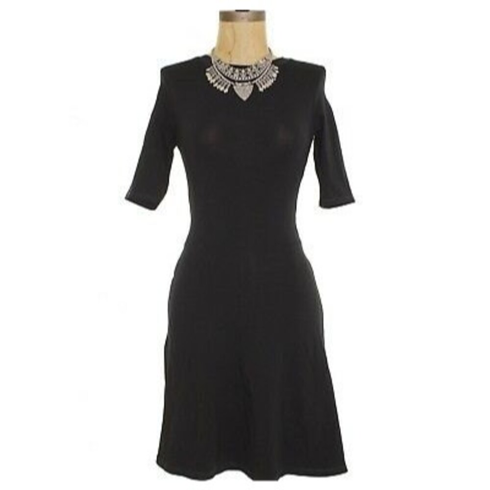 Topshop Clean Flippy Skater Tunic Dress Size 2 3/4 Sleeve Black NEW  B50